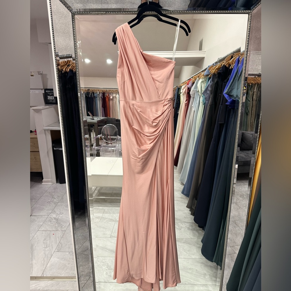 Stretch Satin One-Shouldered Gown